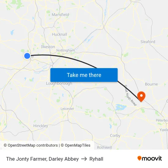 The Jonty Farmer, Darley Abbey to Ryhall map