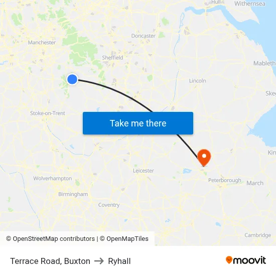 Terrace Road, Buxton to Ryhall map