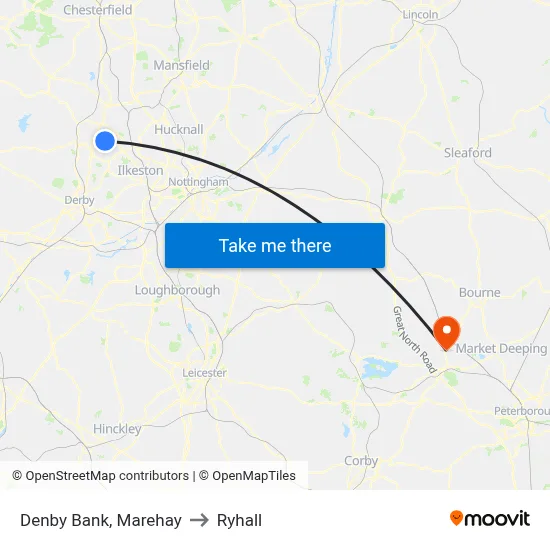 Denby Bank, Marehay to Ryhall map