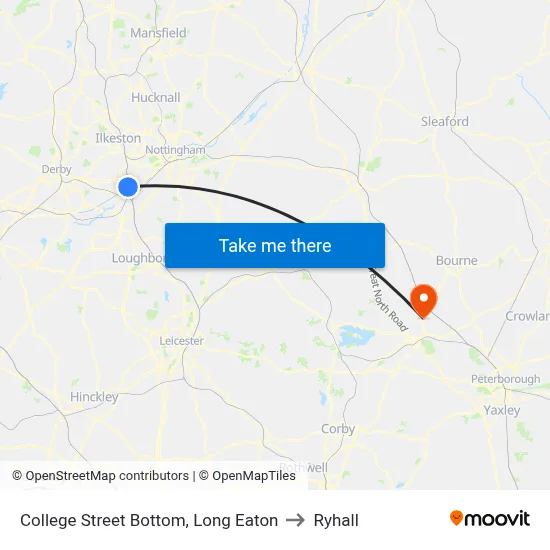 College Street Bottom, Long Eaton to Ryhall map