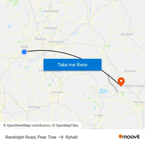 Randolph Road, Pear Tree to Ryhall map
