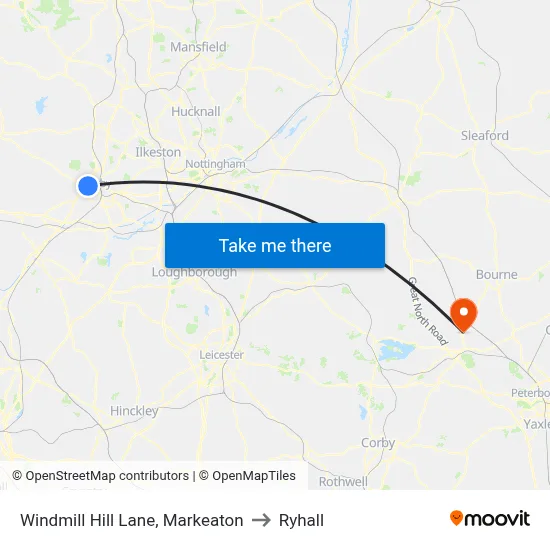 Windmill Hill Lane, Markeaton to Ryhall map