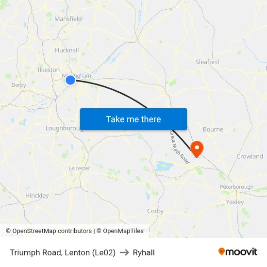 Triumph Road, Lenton (Le02) to Ryhall map