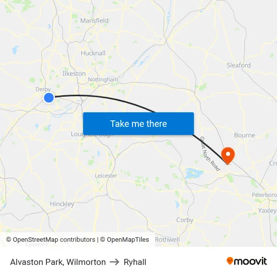 Alvaston Park, Wilmorton to Ryhall map