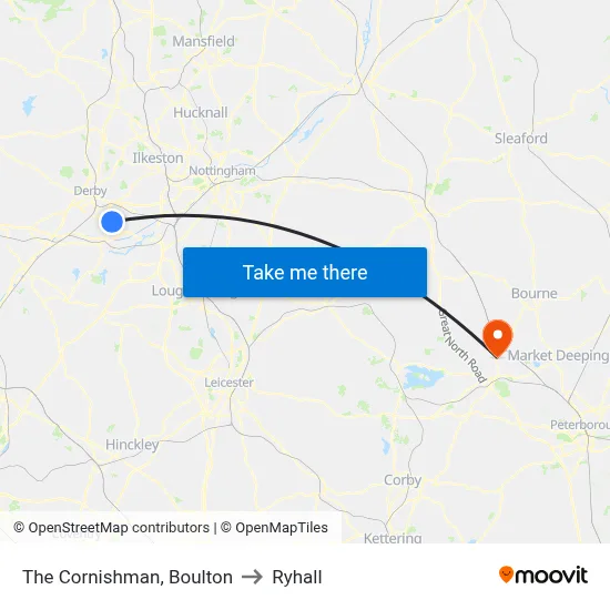 The Cornishman, Boulton to Ryhall map