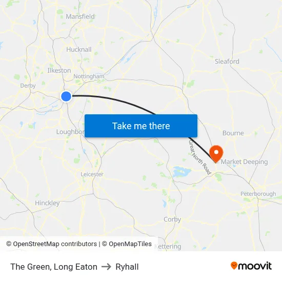 The Green, Long Eaton to Ryhall map
