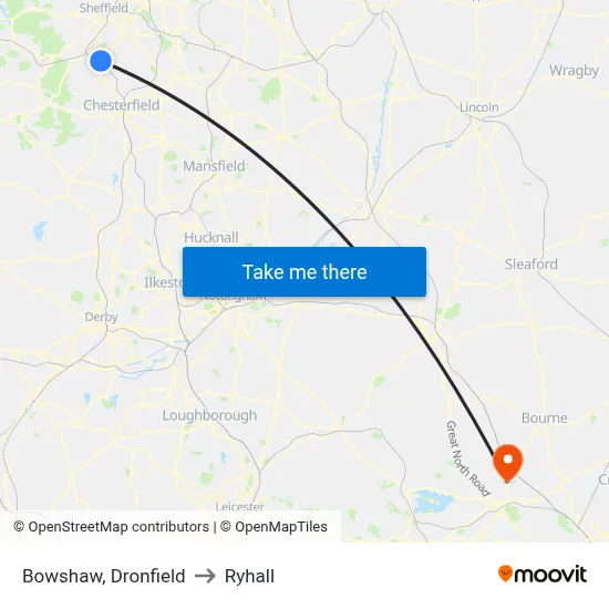 Bowshaw, Dronfield to Ryhall map