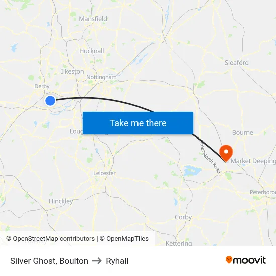 Silver Ghost, Boulton to Ryhall map