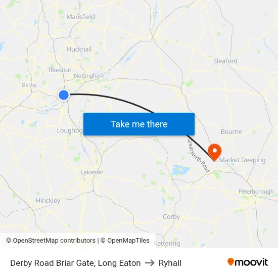 Derby Road Briar Gate, Long Eaton to Ryhall map