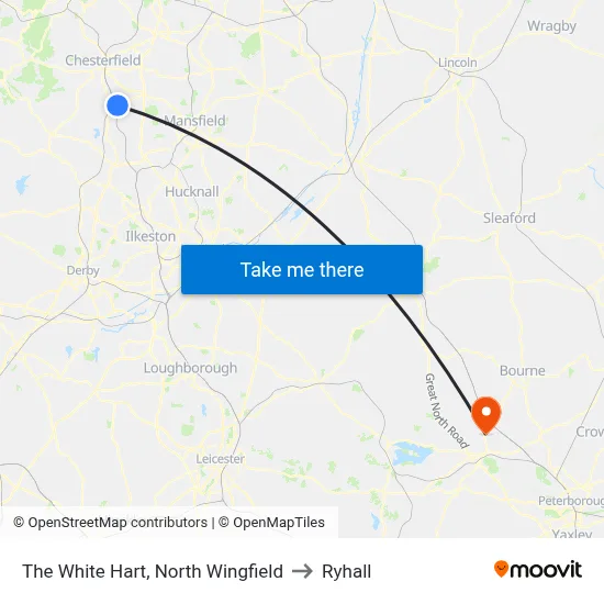 The White Hart, North Wingfield to Ryhall map