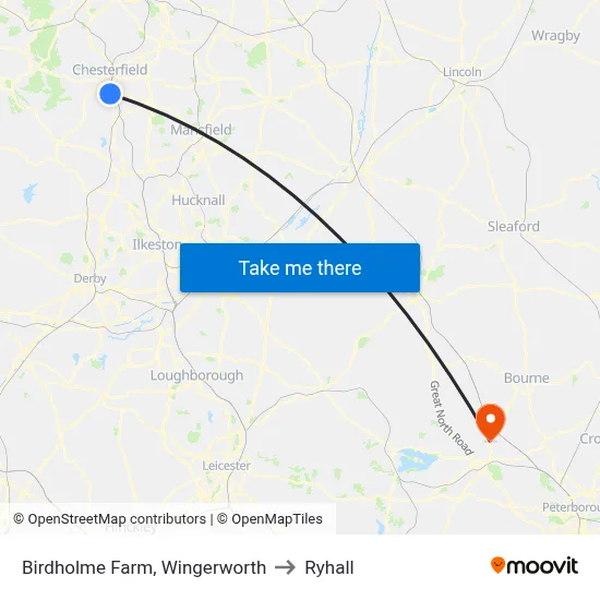 Birdholme Farm, Wingerworth to Ryhall map