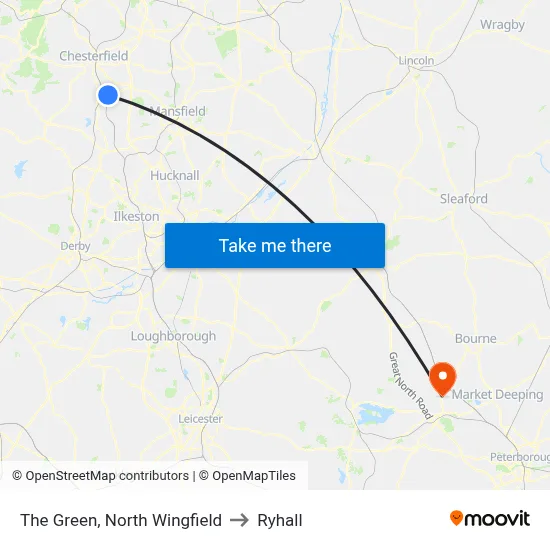The Green, North Wingfield to Ryhall map