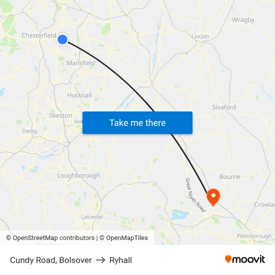 Cundy Road, Bolsover to Ryhall map