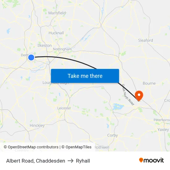 Albert Road, Chaddesden to Ryhall map