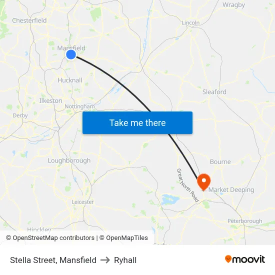 Stella Street, Mansfield to Ryhall map