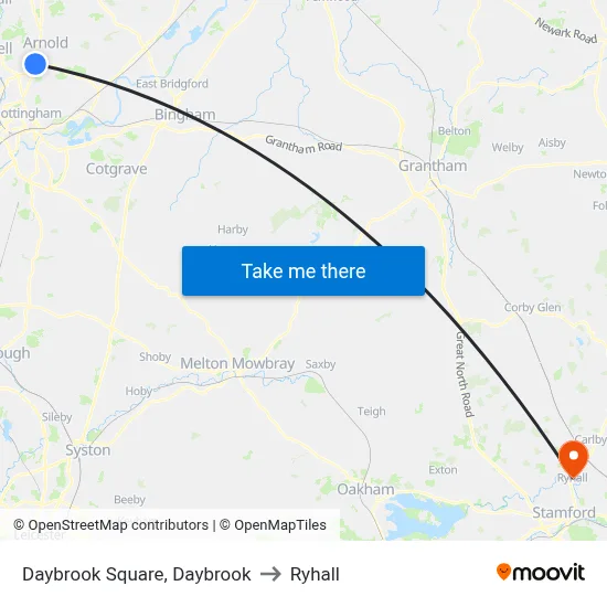 Daybrook Square, Daybrook to Ryhall map