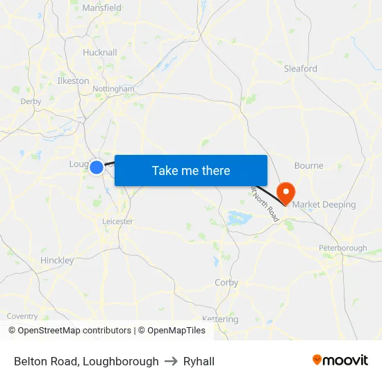 Belton Road, Loughborough to Ryhall map