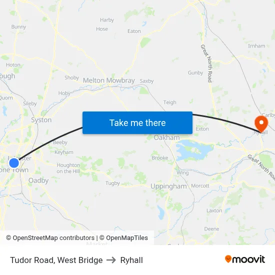 Tudor Road, West Bridge to Ryhall map