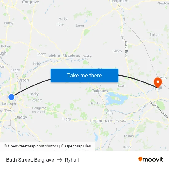 Bath Street, Belgrave to Ryhall map