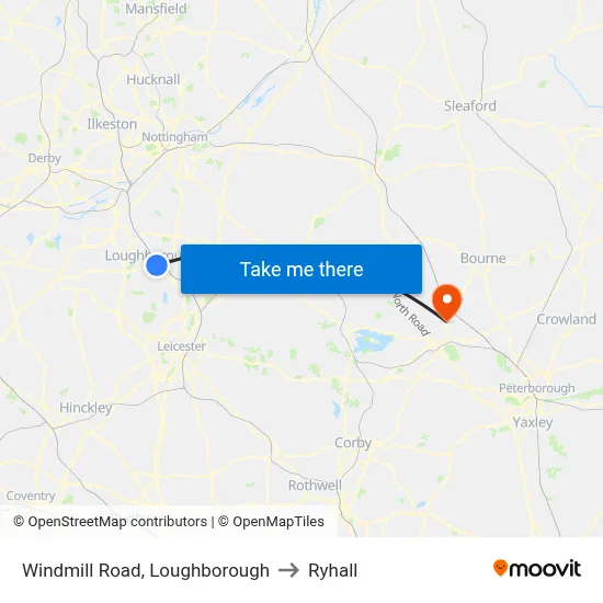 Windmill Road, Loughborough to Ryhall map