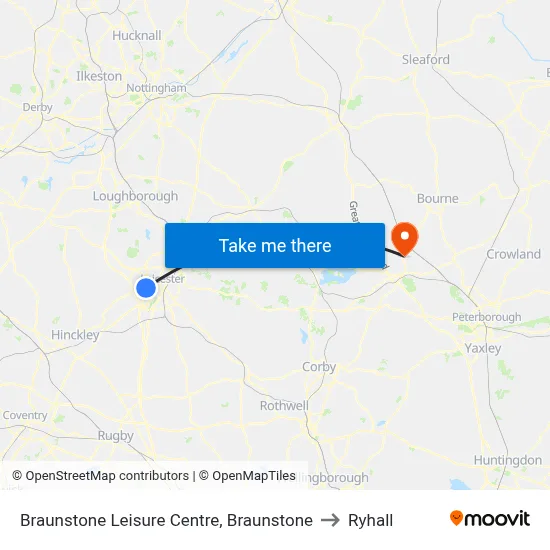 Braunstone Leisure Centre, Braunstone to Ryhall map
