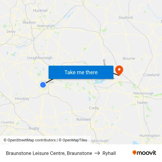 Braunstone Leisure Centre, Braunstone to Ryhall map