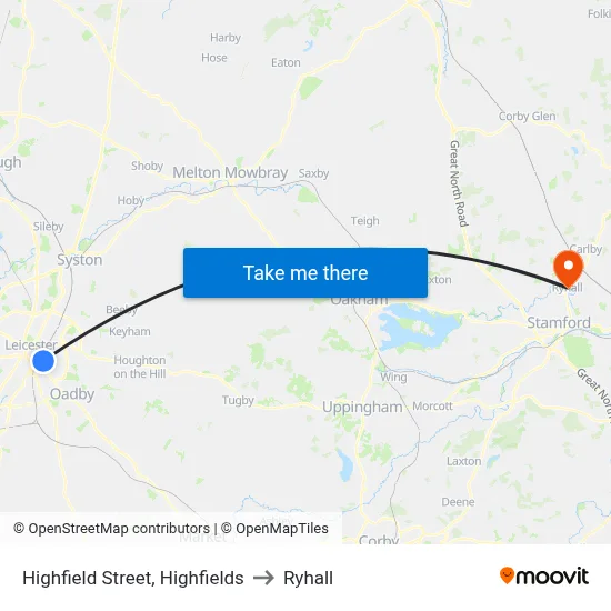 Highfield Street, Highfields to Ryhall map