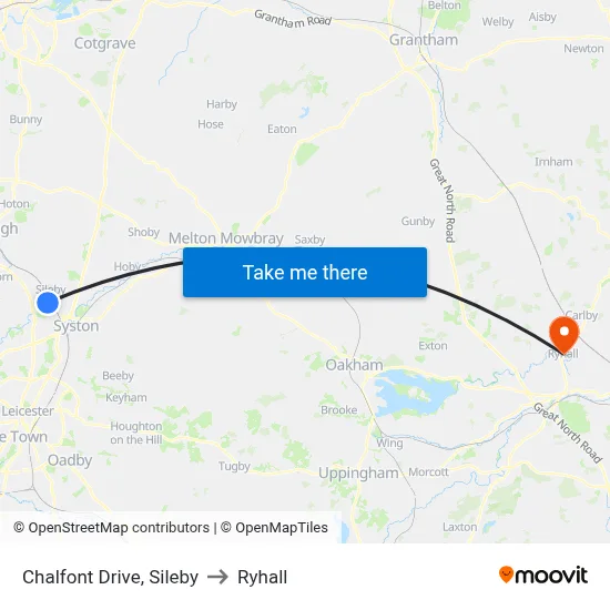 Chalfont Drive, Sileby to Ryhall map