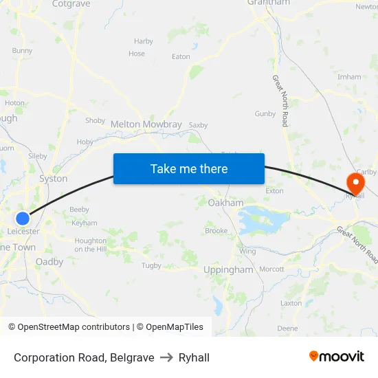 Corporation Road, Belgrave to Ryhall map