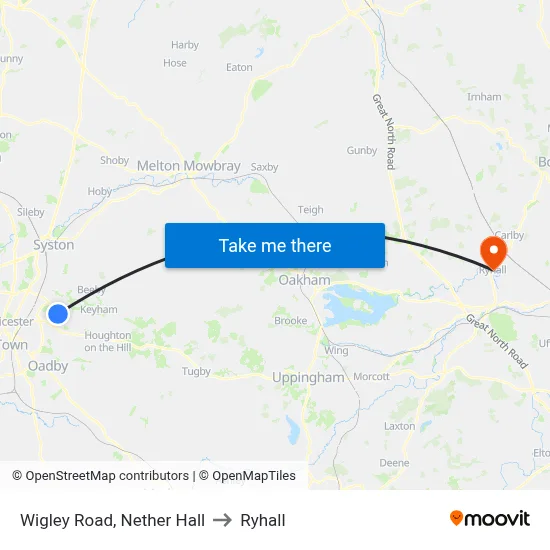 Wigley Road, Nether Hall to Ryhall map
