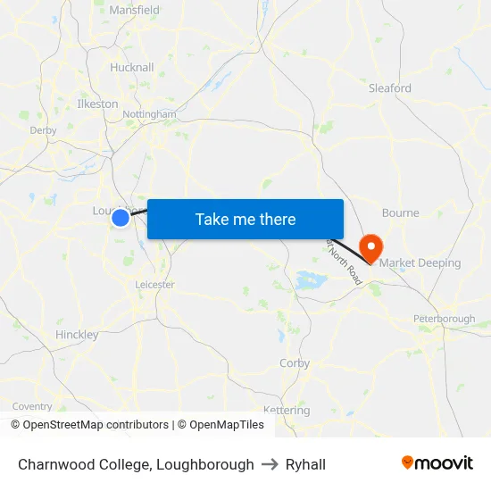 Charnwood College, Loughborough to Ryhall map