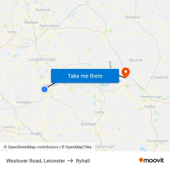 Westover Road, Leicester to Ryhall map