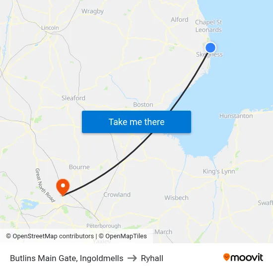 Butlins Main Gate, Ingoldmells to Ryhall map