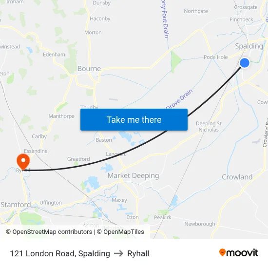 121 London Road, Spalding to Ryhall map