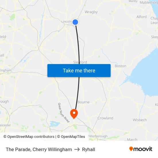 The Parade, Cherry Willingham to Ryhall map