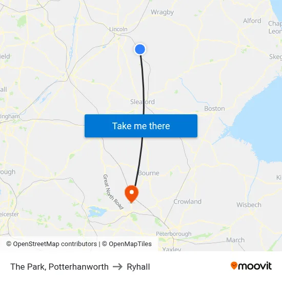 The Park, Potterhanworth to Ryhall map