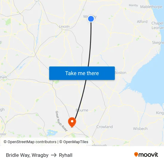 Bridle Way, Wragby to Ryhall map