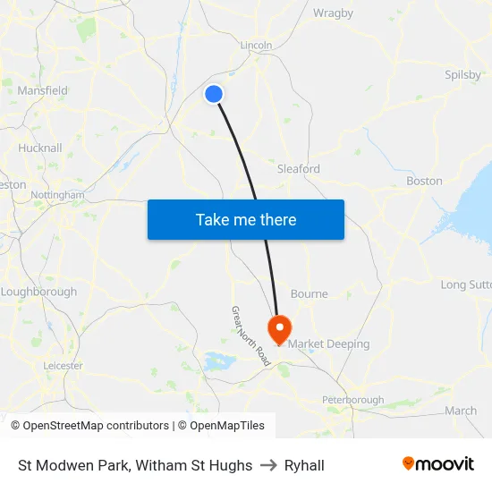 St Modwen Park, Witham St Hughs to Ryhall map