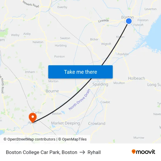 Boston College Car Park, Boston to Ryhall map