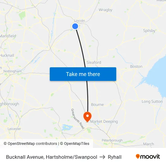 Bucknall Avenue, Hartsholme/Swanpool to Ryhall map