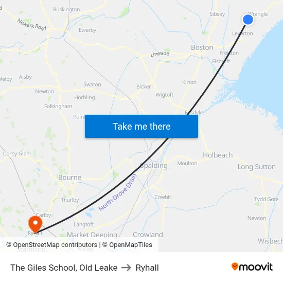 The Giles School, Old Leake to Ryhall map