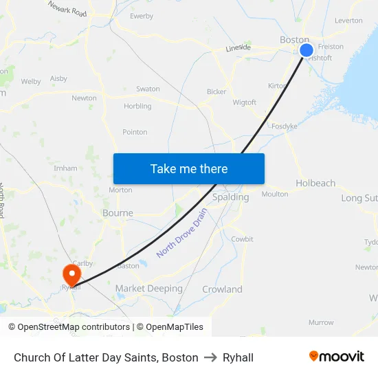 Church Of Latter Day Saints, Boston to Ryhall map