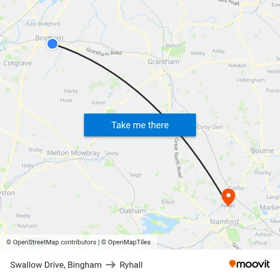 Swallow Drive, Bingham to Ryhall map