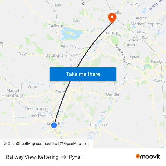 Railway View, Kettering to Ryhall map