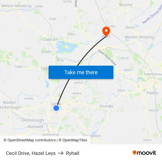 Cecil Drive, Hazel Leys to Ryhall map
