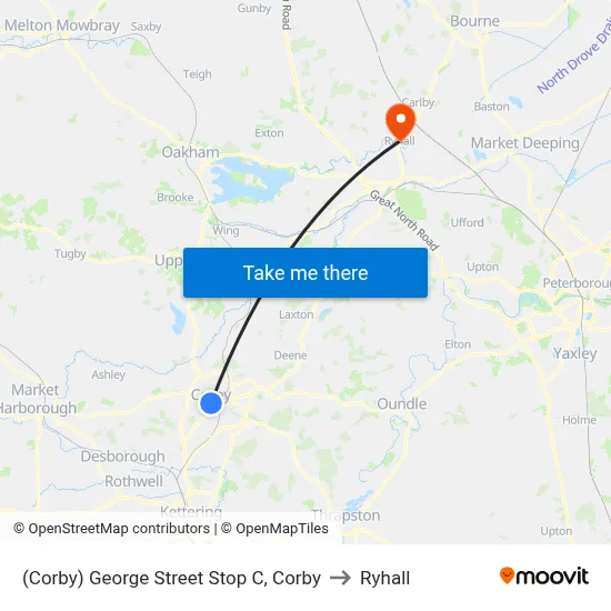 (Corby) George Street Stop C, Corby to Ryhall map