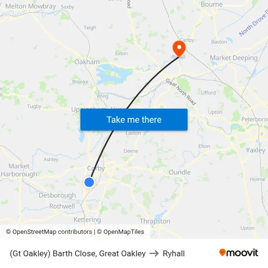 (Gt Oakley) Barth Close, Great Oakley to Ryhall map