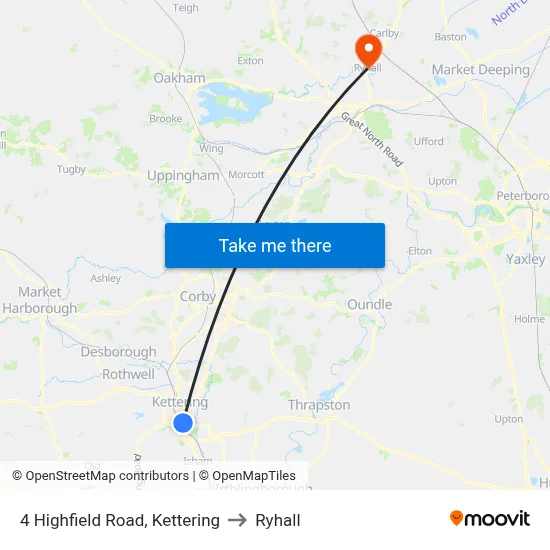 4 Highfield Road, Kettering to Ryhall map
