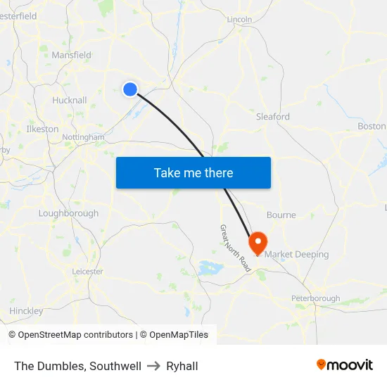 The Dumbles, Southwell to Ryhall map