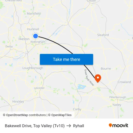 Bakewell Drive, Top Valley (Tv10) to Ryhall map